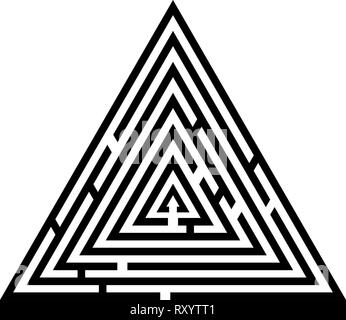 Triangular labyrinth Maze conundrum Labyrinth conundrum icon black color vector illustration flat style simple image Stock Vector