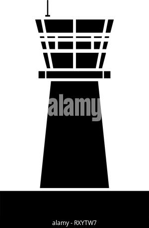 Airport control tower Control tower air traffic icon black color vector illustration flat style simple image Stock Vector