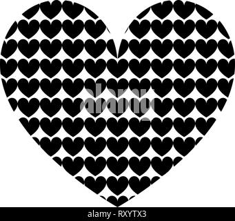 Heart with hearts inside Heart pattern in heart icon black color vector illustration flat style simple image Stock Vector