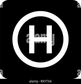 Helicopter landing pad Helicopter place icon black color vector illustration flat style simple image Stock Vector