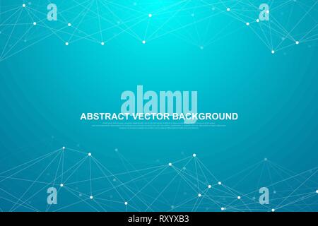 Abstract polygonal background with connected lines and dots. Minimalistic geometric pattern. Molecule structure and communication. Graphic plexus Stock Vector