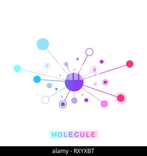 Molecule logo template icon science genetics logotype, DNA helix. Genetic analysis, research biotech code DNA, molecules. Biotechnology genome Stock Vector