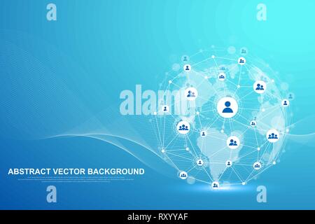 Global structure networking and data connection concept. Social network communication in the global computer networks. Internet technology. Business Stock Vector