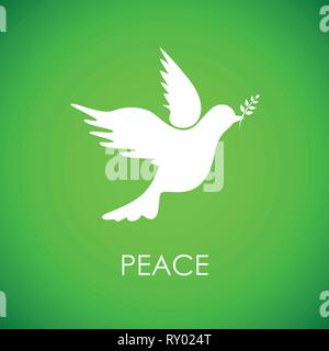 white peace dove on green background vector illustration EPS10 Stock Vector