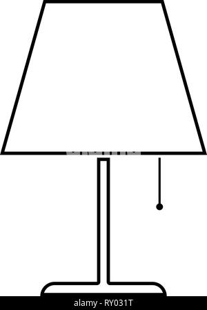 Table lamp Night lamp Clasic lamp icon black color outline vector illustration flat style image Stock Vector