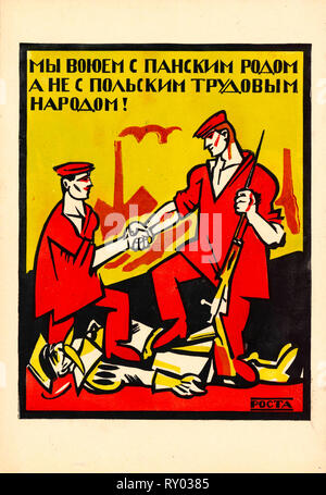 Soviet propaganda poster, Polish-Soviet War, ROSTA, 1920 Stock