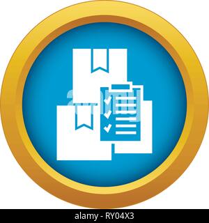 Delivery box checklist icon blue vector isolated Stock Vector