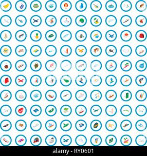 100 experience icons set, isometric 3d style Stock Vector