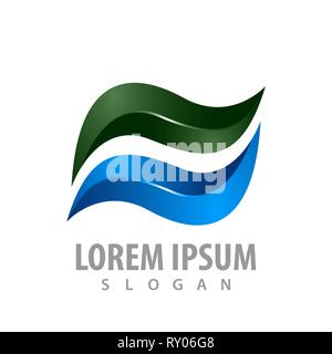 3d wave logo concept design. Symbol graphic template element Stock Vector