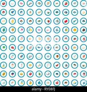 100 family icons set, isometric 3d style Stock Vector