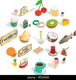 Liquor icons set, isometric style Stock Vector