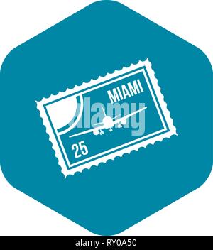 Stamp with plane and text Miami inside icon Stock Vector