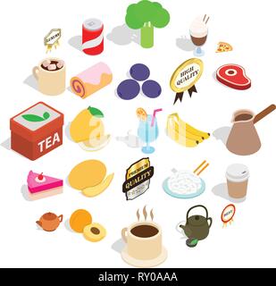 Beverage icons set, isometric style Stock Vector