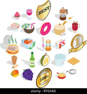 Dessert icons set, isometric style Stock Vector