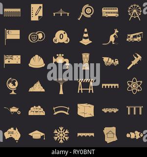 Big bridge icons set, simple style Stock Vector