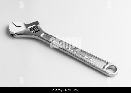 Adjustable Wrench Isolated on White Background Stock Photo