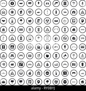 100 urban planning icons set, simple style  Stock Vector