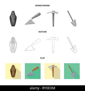 mummy,tool,pickaxe,shovel,ancient,trowel,pick,Egypt,dig,afterlife,repair,construction,sarcophagus,search,equipment,pharaoh,layer,find,antiquity,masonry,metal,artifact,brick,treasure,bandage,cement,axe,culture,chisel,land,story,items,museum,attributes,archaeology,historical,research,excavation,discovery,working,set,vector,icon,illustration,isolated,collection,design,element,graphic,sign Vector Vectors , Stock Vector