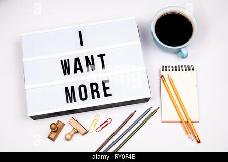 I want more. Text in lightbox Stock Photo
