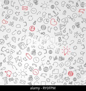 Modern technology background made from icons and pictograms - black and white version Stock Vector