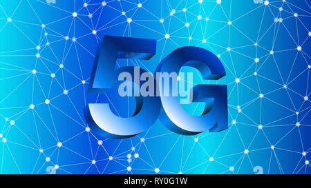 Fast speed internet signal 5G network, vector 3d symbol Stock Vector