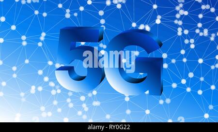 3d vector symbol 5G, abstract shapes background Stock Vector
