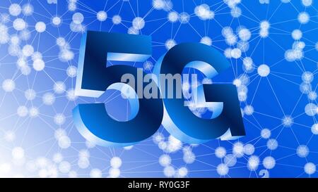 Communication technology vector illustration, 3d symbol of 5G Stock Vector