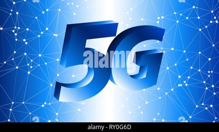 Mobile digital technology 5G network, vector 3d symbol conception Stock Vector