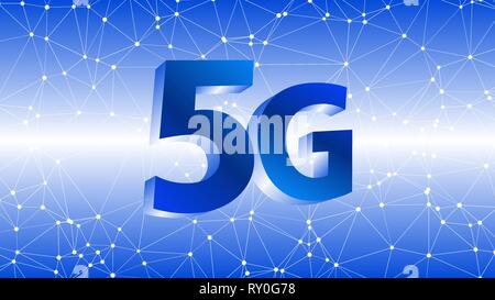 5th generation in mobile industry, 3d icon of 5G technology Stock Vector