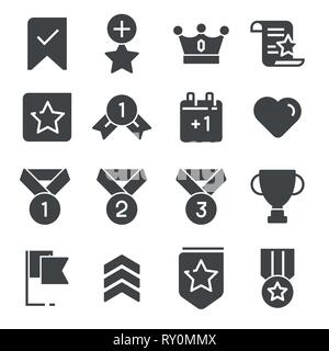 Vector Gray Votes and Rewards icons set on white background Stock Vector