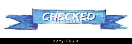 checked hand painted ribbon sign Stock Vector