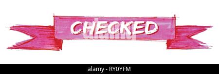 checked hand painted ribbon sign Stock Vector