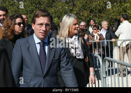 Madrid, Spain. 11th Mar 2019. Jose Luis Martinez-Almeida and Maria del Mar Blanco seen attending the event of the The Association of Victims of Terrorism (AVT) in the El Retiro Park in memory of the victims of the attacks of March 11, 2004. Credit: Jesús Hellin/Alamy Live News Stock Photo