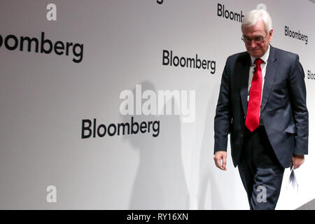 London, UK, UK. 11th Mar, 2019. Shadow Chancellor John McDonnell MP is seen attending the business leaders' event as a guest speaker at Bloomberg Headquarters in London ahead of Chancellor Philip Hammond's Spring Statement later this week. Credit: Dinendra Haria/SOPA Images/ZUMA Wire/Alamy Live News Stock Photo