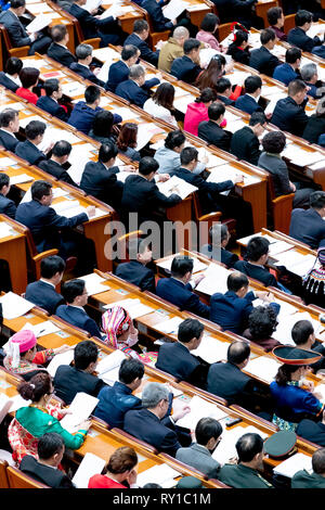 Beijing, China. 12th Mar, 2019. The third plenary meeting of the second session of the 13th National People's Congress (NPC) is held at the Great Hall of the People in Beijing, capital of China, March 12, 2019. Credit: Liu Bin/Xinhua/Alamy Live News Stock Photo