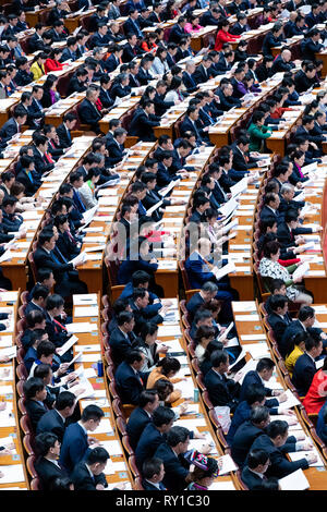 Beijing, China. 12th Mar, 2019. The third plenary meeting of the second session of the 13th National People's Congress (NPC) is held at the Great Hall of the People in Beijing, capital of China, March 12, 2019. Credit: Liu Bin/Xinhua/Alamy Live News Stock Photo