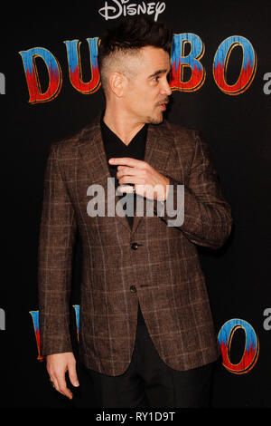 Hollywood, California, USA. 11th Mar, 2019. Colin Farrell at Disney's 'Dumbo' Premiere held at the Ray Dolby Ballroom, Loews Hollywood Hotel, Hollywood, CA , on March 11, 2019. Photo Credit: Joseph Martinez / PictureLux Credit: PictureLux / The Hollywood Archive/Alamy Live News Stock Photo