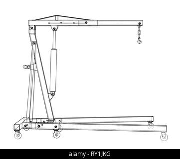 Engine hoist outline. Vector rendering of 3d Stock Vector