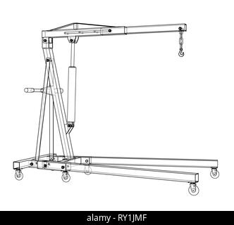 Engine hoist outline. Vector rendering of 3d Stock Vector