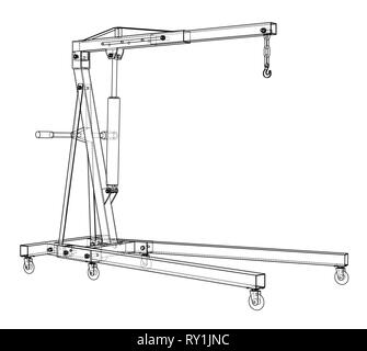 Engine hoist outline. Vector rendering of 3d Stock Vector