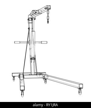 Engine hoist outline. Vector rendering of 3d Stock Vector