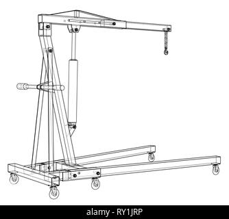 Engine hoist outline. Vector rendering of 3d Stock Vector