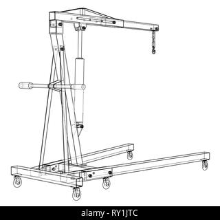 Engine hoist outline. Vector rendering of 3d Stock Vector