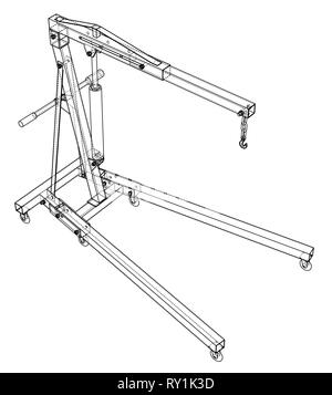 Engine hoist outline. Vector rendering of 3d Stock Vector