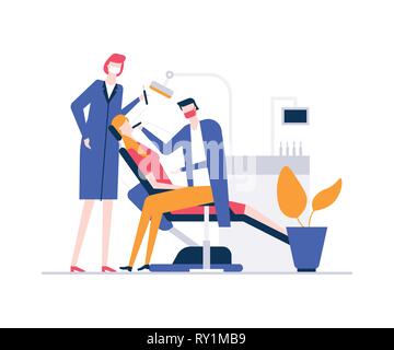 At the dentist - colorful flat design style illustration Stock Vector