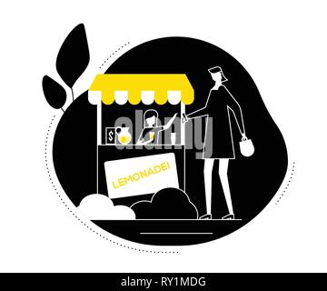 Street Food Festival Flat Vector Illustrations Set City Park Restaurants Summer Outdoor Rest