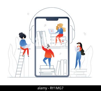 Audiobooks - modern colorful flat design style illustration Stock Vector