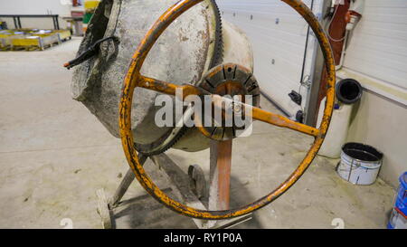 Closer look of the mixture machine for cement usually used in the small construction area Stock Photo