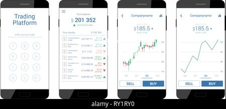 Trading mobile interface Stock Vector