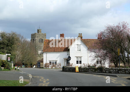 View of Barrow House pub and St James church from Egerton, Kent, England, United Kingdom Stock Photo